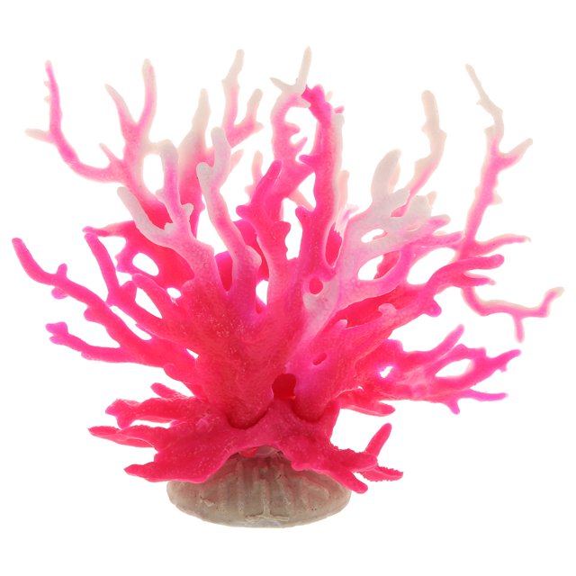 Decoración de arrecife de coral, mini decoración de coral sintético para decoración de acuario, rosa blanco, 6.5 x 5.83 pulgadas