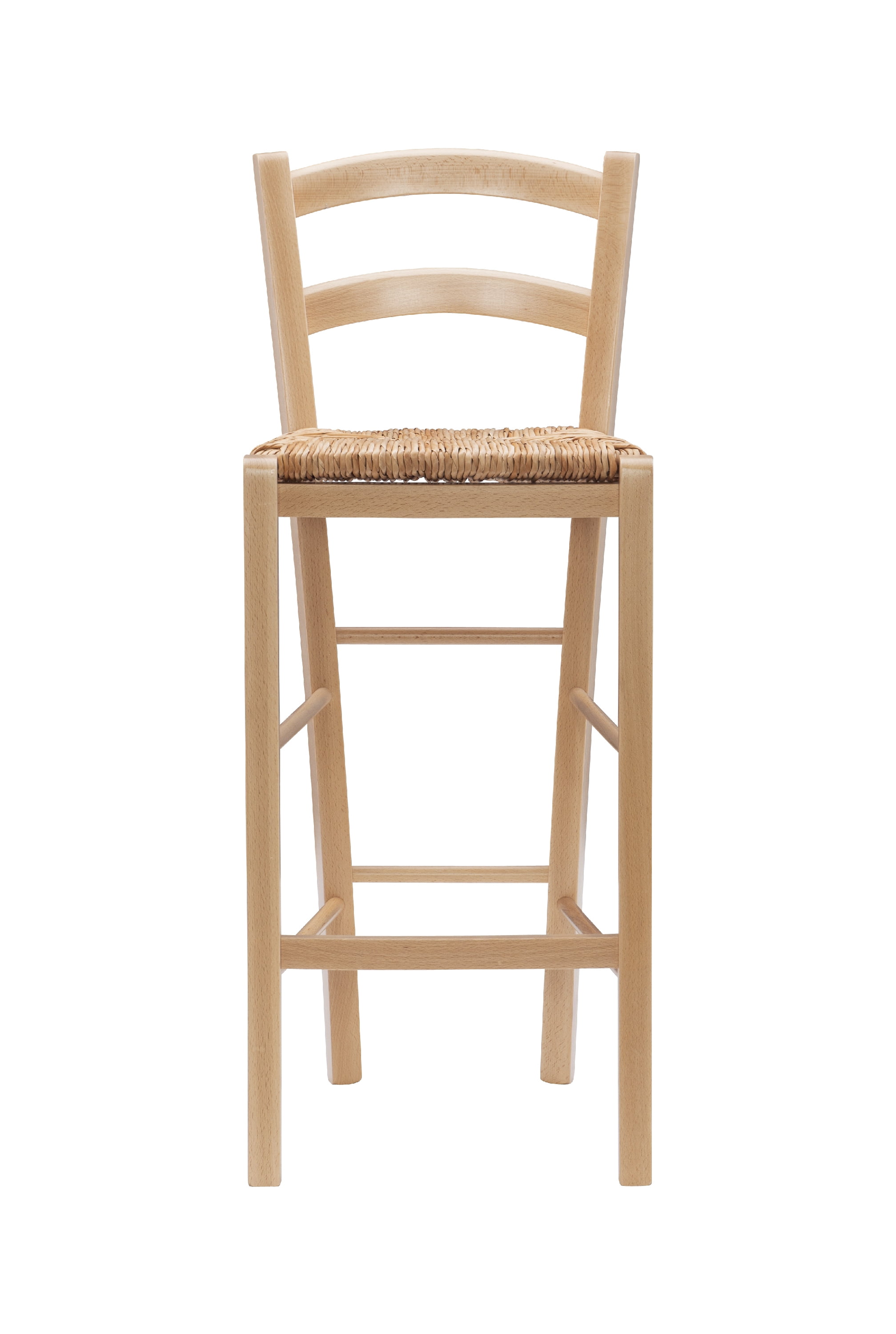 Linon Marica 28" Bar Stools, Natural Finish with Handwoven Rush Seat, Set of 2