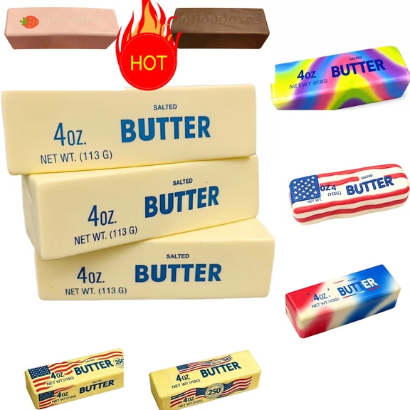 1PC Squishing Butter Stick, Sticky Butter Sticks Squeeze Toys, Realistic Food Squishies Fidget Toys for Decompression Anxiety Relaxation