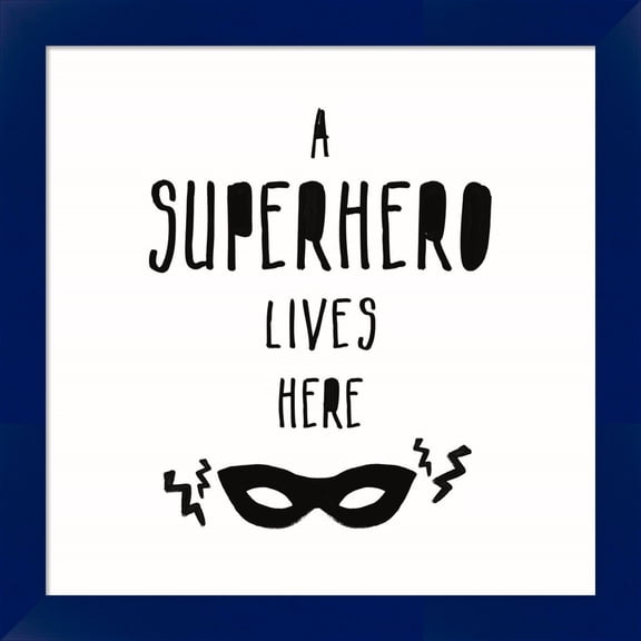 Great Art Now A Superhero Lives Here by Masey St. Studios, Framed Wall Art, 14W x 14H