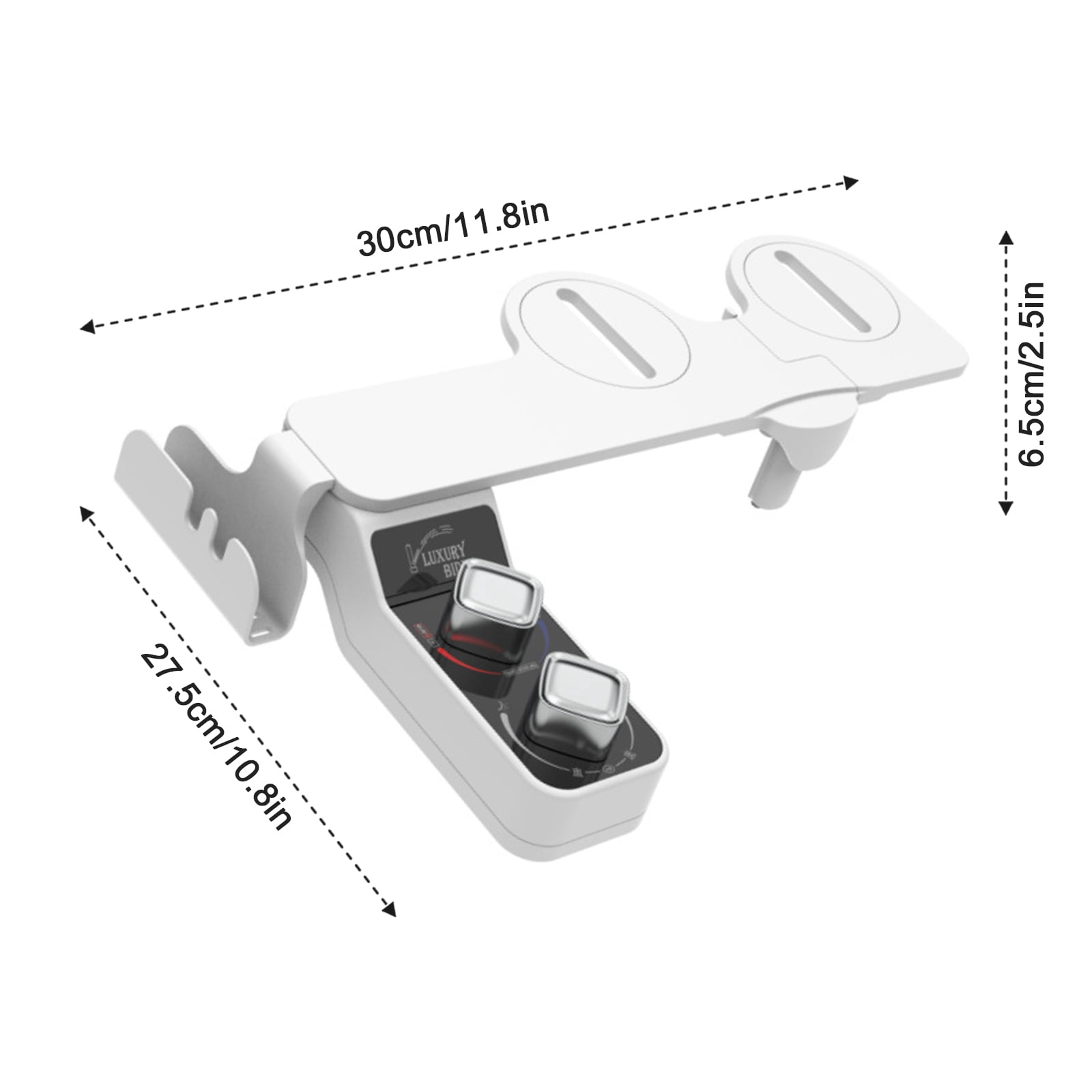 E-Greetshopping Bidet Attachment for Toilet Seat, Hot and Cold Water Dual Nozzles of Self Cleaning, Adjustable Pressure Sprayer Nozzle with Storage Hooks, Rear and Feminine Wash