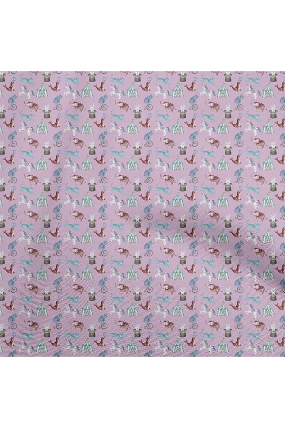 Rayon Rose Pink Fabric Circus Sewing Material Print Fabric By The Yard 56 Inch Wide