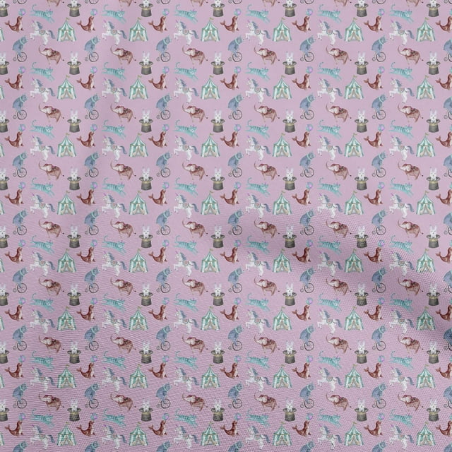 oneOone Cotton Silk Rose Pink Fabric Circus Craft Projects Decor Fabric Printed By The Yard 42 Inch Wide