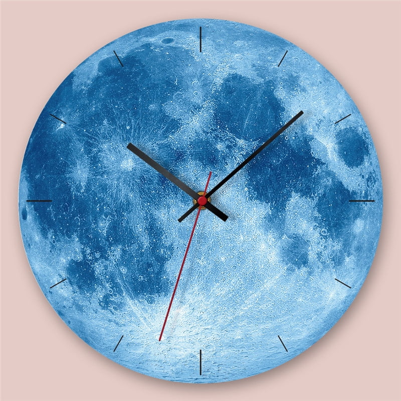 4 Colors Creative Moon Wall Clock No Numerals Silent Battery Operated