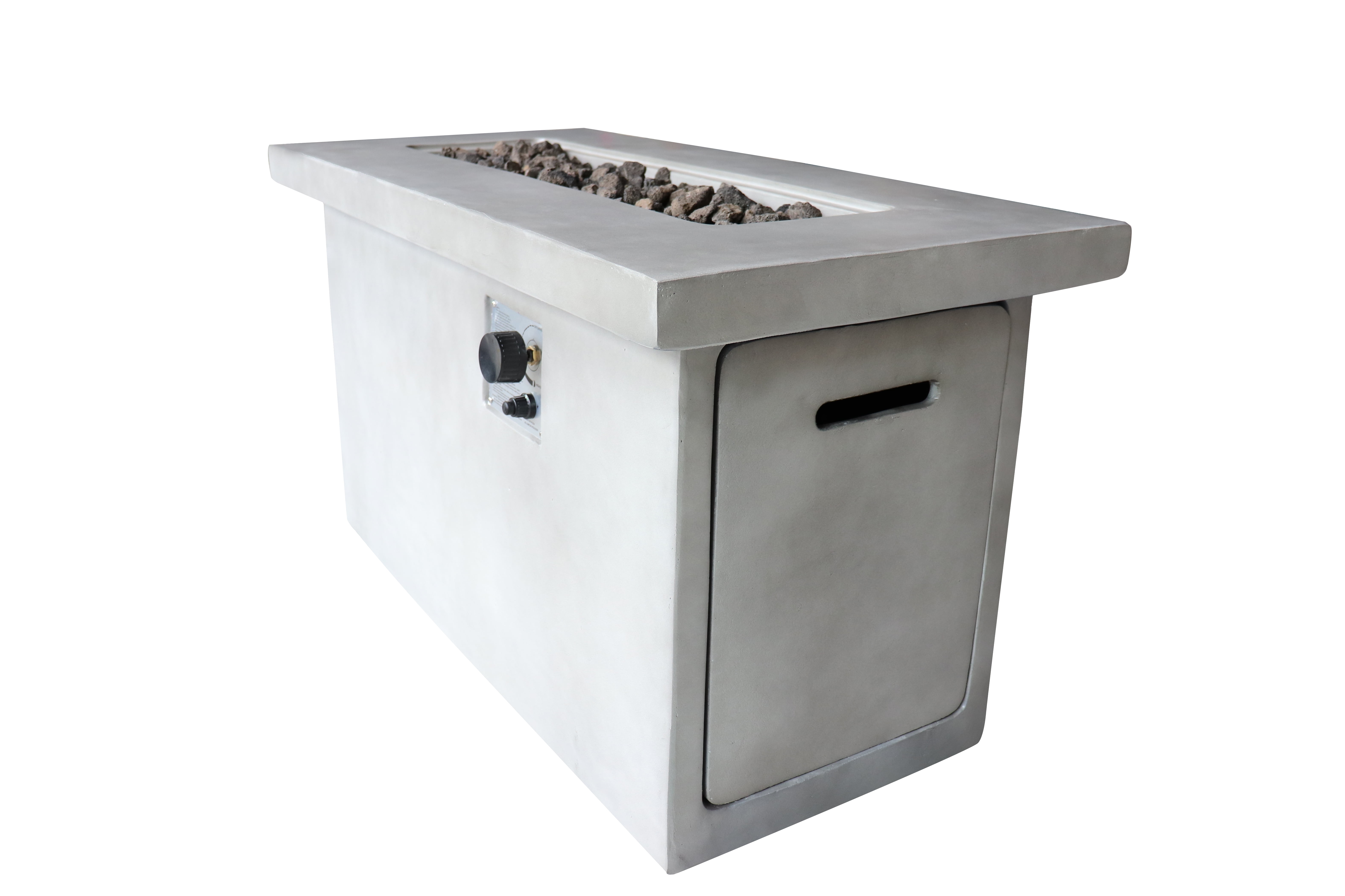 E-Western 24-inch Outdoor Gas Fire Pit Table in Concrete with Lava Rocks BTU 50000 Rust & Weather Resistant Gray