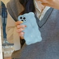 thumbnail image 2 of for iPhone 14 Pro Case 6.1 Inch Cute Wave Pattern Aesthetic Phone Case 3D Curly Wavy Shape Plating Glitter Bling for Women Girls Soft Bumper Silicone Shockproof Case, Cream Blue, 2 of 9