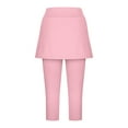 thumbnail image 6 of Wyobmus Women Tennis Skirted Leggings Comfy High Waisted Capri Yoga Leggings Tennis Skorts Active Gym Capri Tights With Mini Skirt B-Pink, 6 of 6