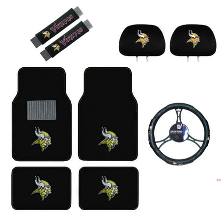 Minnesota Vikings Petite Purse - Minnesota Vikings Floor Mat, Headrest Wheel Cover and Shoulder Pads Gift Set