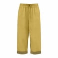 thumbnail image 3 of Lullu Girls High Rise Cropped Pants Casual Straight Leg Loose Pants, Yellow, Sizes 5-14, 3 of 3