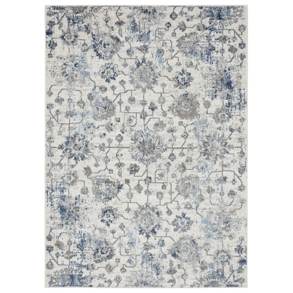 Designer Home Outback Area Rug 4540 20260 Heirloom Blue Scrolls Petals 5' 3" x 7' 2" Rectangle