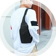 thumbnail image 5 of Xfvqtps Mens Crossbody Bags with Earphone Hole Solid Color Simplicity Adjustable Shoulder Strap Waterproof Sports Fashion Travel Hiking Casual Shoulder Bags Black, 5 of 9