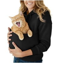Oksale Pet Carrier Kangaroo Pouch Hoodies for Women with Pocket Cat Dog Pouch Sweatshirts Oversized Long Sleeve Pullover 2025 Black XXL