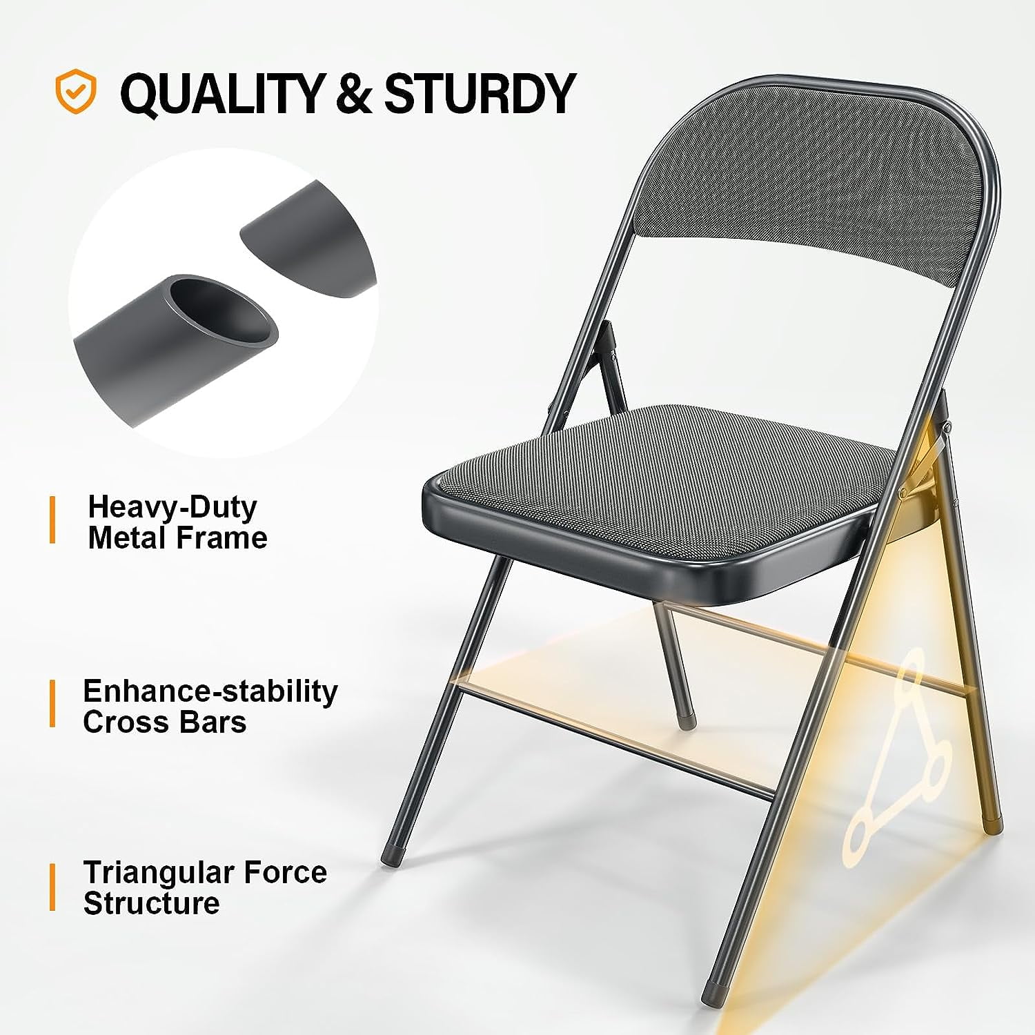 Vingli Metal Indoor and Outdoor Conferences Padded Folding Chairs, Gray "1 Set of 6"