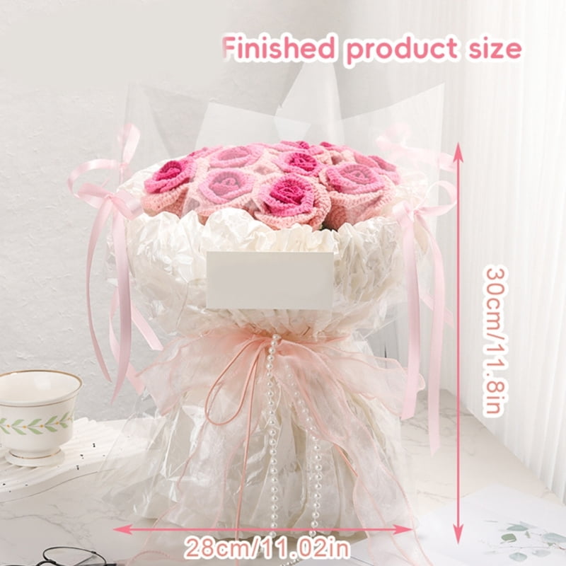 Crochet Flower Bouquet Set with Instruction and Knitting Accessory for Beginner