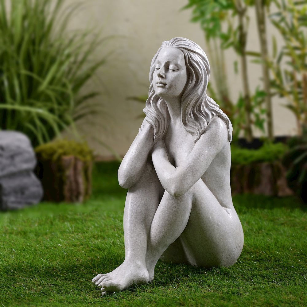 Hi-Line Gift Ltd. Thinking Lady Sculpture Resin Garden Statue