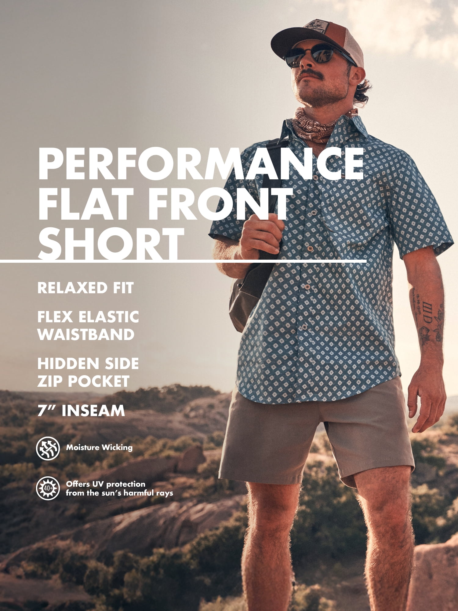 Wrangler® Outdoor Men's Performance Flat Front Short