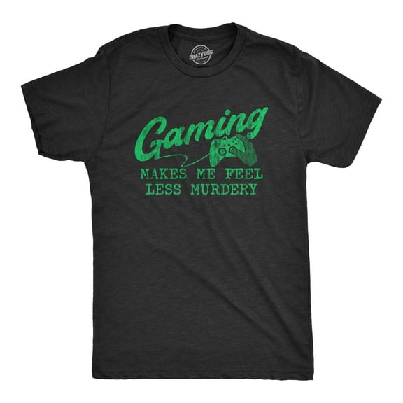 Mens Gaming Makes Me Feel Less Murdery T Shirt Funny Sarcastic Video Game Tee Gift for Gamers Graphic Tees