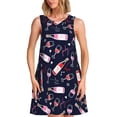 thumbnail image 1 of Balery Love Wine Vestidos de verano para mujer con estampado: vestido holgado sin mangas, vestido playero informal y cómodo para días calurosos., 1 of 7
