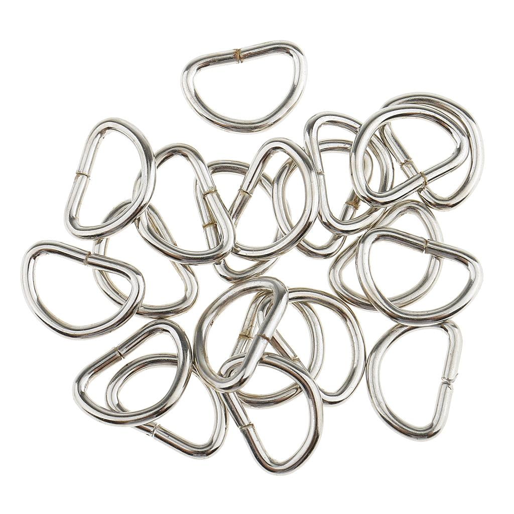 GUOOL 4x100 Pieces Alloy DIY D Dee Rings for Webbing Strapping 10x6x1.5mm White 4 Pcs