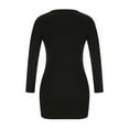 thumbnail image 5 of asdoklhq Womens Plus Size Clearance Dresses,Women's Casual Knit Rib Long Sleeve V-Neck Pack Hip Button Waisted Women's Dress, 5 of 9