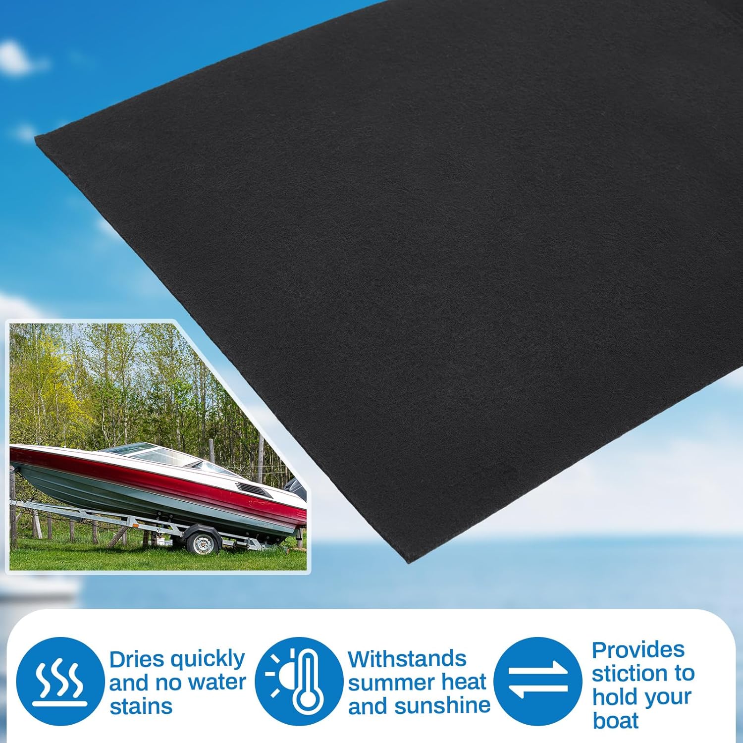 Boat Trailer Bunk Carpet Roll - 12" X 20 Ft, Waterproof & Adhesive Backing - View #5