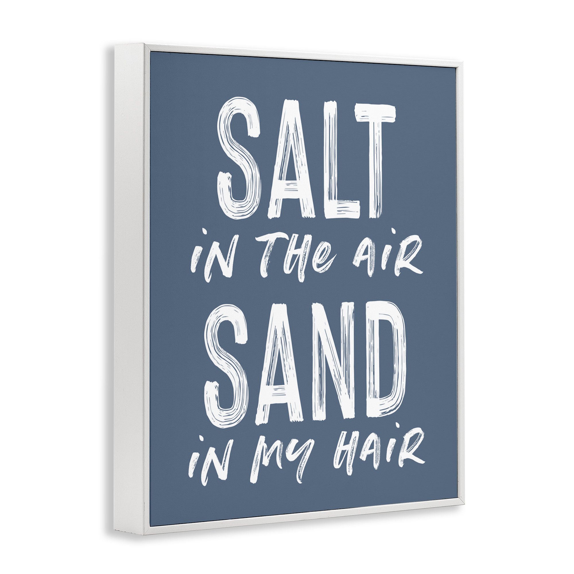 Summer Sentiment Salt Sand In Hair White Framed Giclee Art, design by Lettered and Lined