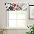 thumbnail image 7 of Christmas Red Bird Kitchen Curtains and Valances Set, Berries Winter Snow Pine Branch Xmas Rod Pocket Window Valance 18 Inch Window Curtain Panels for Living Room Bedroom Laundry, 27.5x24in, 3 Pieces, 7 of 7