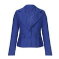 thumbnail image 6 of Dazajoo Women's Casual Work Office Blazer Double Notch Lapel Sharp Shoulder Pad Single Suit Jackets Solid Color Comfy Suit Blazers for Women 2024,Blue,XXXL, 6 of 6