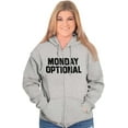 thumbnail image 3 of Monday Optional Work Week Weekend Unisex Fleece Graphic Zip Up Hoodie Brisco Brands 5X, 3 of 5