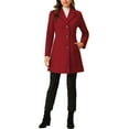 thumbnail image 2 of INSPIRE CHIC Women's Single Breasted Notched Lapel Long Winter Coats Red S, 2 of 5
