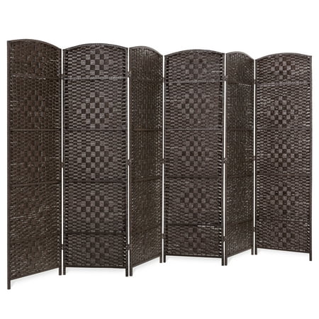 Best Choice Products 70x118in 6-Panel Diamond Weave Wooden Folding Freestanding Room Divider Privacy Screen Accent for Living Room, Bedroom, Apartment w/ Two-Way Hinges - Dark