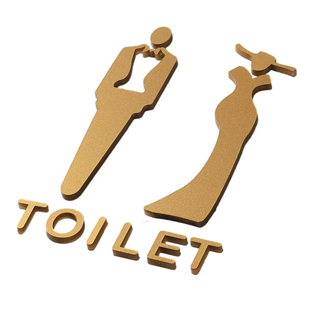 Letrero de puerta de WC para baño de hombres y mujeres, letrero de inodoro, placa decorativa para inodoro Masculino Femenino L