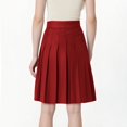 thumbnail image 3 of Womens Stretchy Pleated Midi Skirt Comfort High Waist Cheerleader School Uniform Skirt for Teen Girls, 3 of 6
