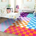 thumbnail image 6 of Lochas Checkered Area Rugs Checkerboard Rug Plaid Carpet for Living Room Bedroom Home Decor,4'x6',Multicolor, 6 of 7