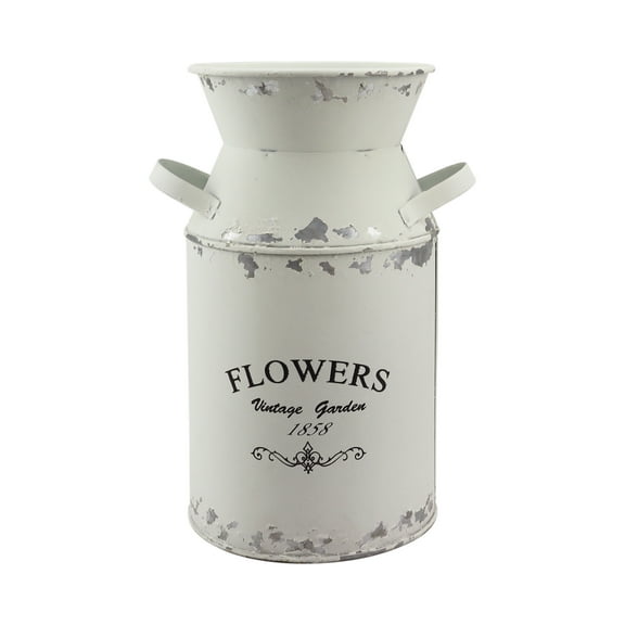 Fauevav Galvanized Green Milk Can Antique Retro Vase Metal Planter Rustic Vintage Primitive Flower Holder Farmhouse Country Plant for Home Office Decor, 7.5”