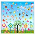 thumbnail image 4 of Decoraciones de ventanas Primavera 9 hojas Pegatinas para ventanas Primavera Pascua Autoadhesivas Mariposas Flores Pájaro Árbol Pegatinas para ventanas Reutilizables para decoración de, 4 of 4