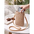 thumbnail image 6 of Gustave Women Straw Crossbody Shoulder Bag Small Cell Phone Purse Summer Beach Woven Rattan Bags Casual Mini Satchel Pouch "Dark Beige", 6 of 8