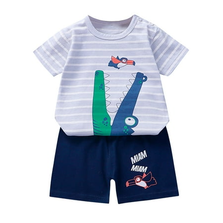 

TAIAOJING Kid Toddler Boy Clothes Baby Girls Outfits Cartoon Print Short Sleeve Tops Printed Shorts 2PCS Set Cute Clothes 2-3 Years