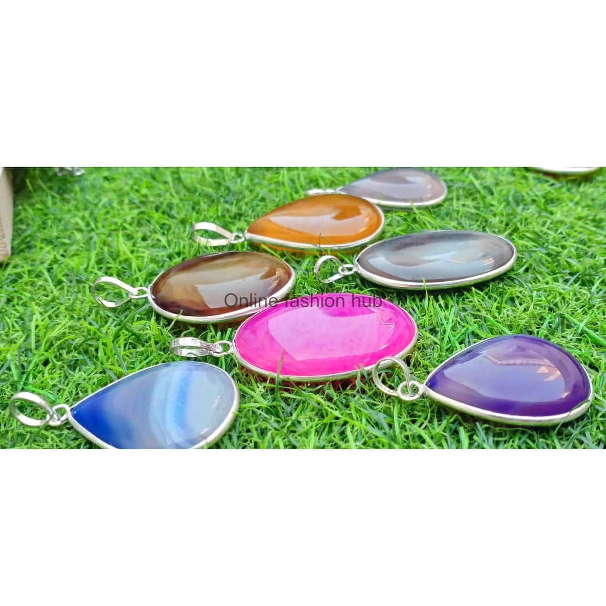 Botswana AgateGemstone 925 Sterling Silver Plated Handmade Pendant 10 pcs
