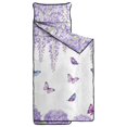 thumbnail image 2 of Purple Flower Butterfly Pattern Teens Toddler Nap Mat with Pillow, Sleeping Mat Bag for Preschool Daycare 60"x20", 2 of 6