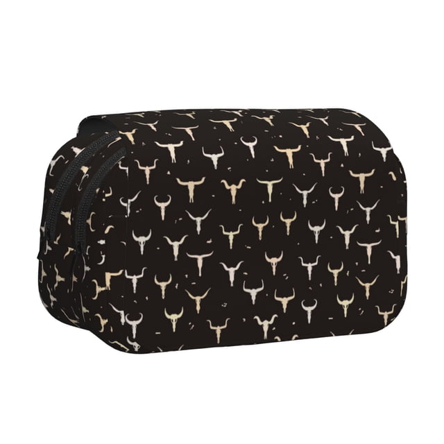 Easygdp Cow Skulls para Estuche de Lápices con Tapa Flip, Suministros de Oficina y Universidad para Adolescentes y Adultos