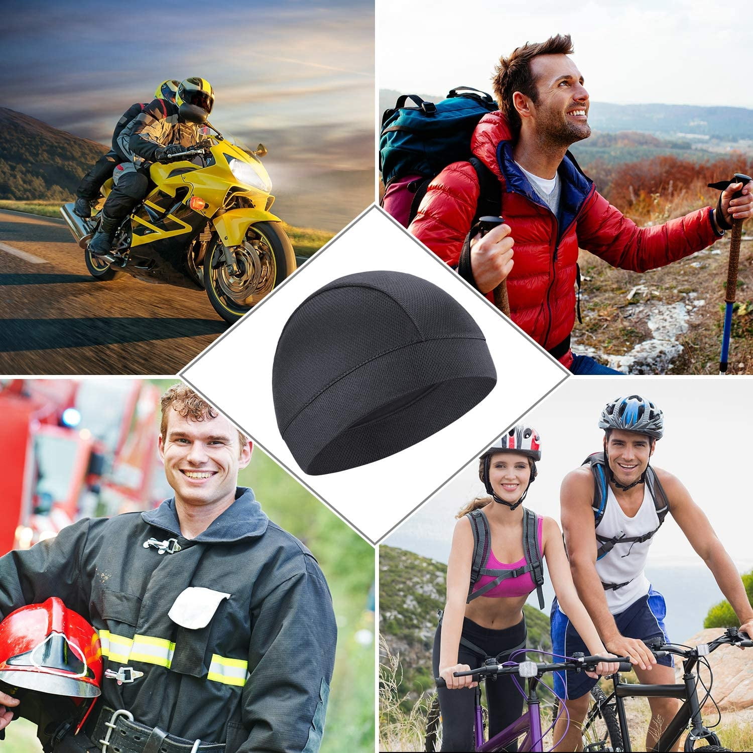 9 Pieces Cooling Skull Caps Helmet 
