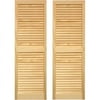 AWC Exterior Wood Window Shutters Louvered 15"wide x 55"high Unfinished Pine, One Pair