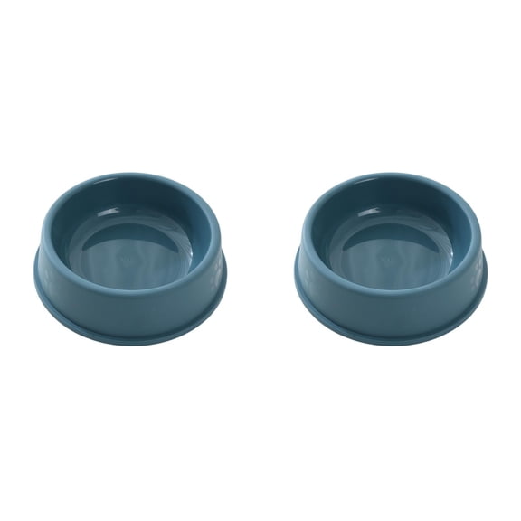 Blue Plastic Dog Bowl, Round Pet Food Water Dish for Cats 2 Packs, Durable Candy Color Feeding Bowl, Easy Clean Puppy Supplies 5.1 Inch