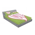 thumbnail image 3 of Ambesonne Retro Fitted Sheet & Pillow Sham Set, Paisley Love Nutrient, Twinxl, Green White Pink, 3 of 3