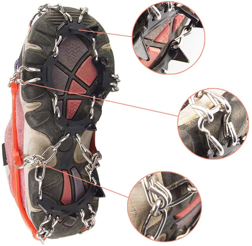 2 Paires De Crampons à Neige 10 Dents - Taille L (39-45), Acier Inoxydable, Pour Randonnée Hivernale, Pêche Sur Glace