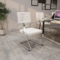 thumbnail image 5 of LeisureMod Office Chair Upholstered Leather Computer Chair with Stainless Steel Frame Benmar Series in White, 5 of 12