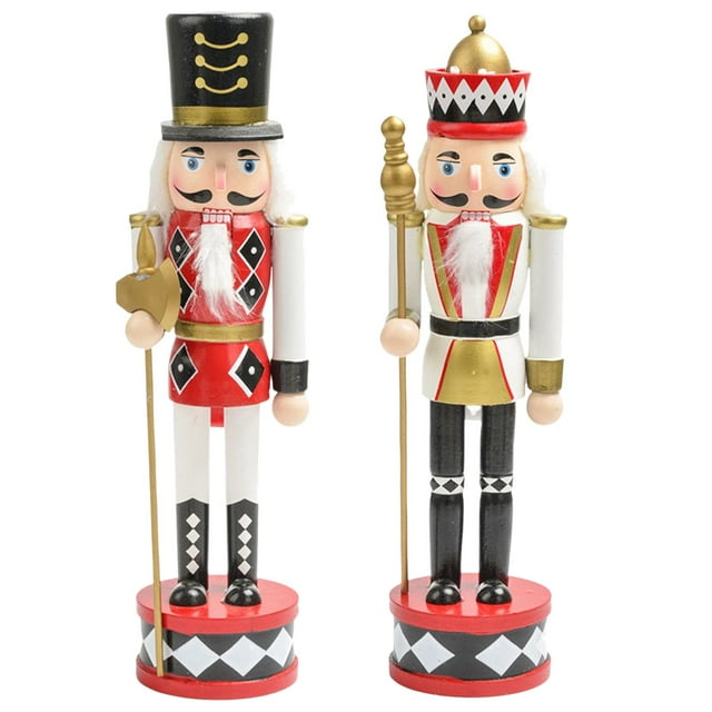 2 figuras de soldado cascanueces de 30 cm para estantería navideña. Estilo D