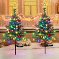 thumbnail image 4 of DAMAI 2 Pcs 54" Solar Christmas Trees Lights Outdoor Decoration Waterproof, 2026 New Durable Solar Powered Christmas Tree with Bells berries bows, Prelit Xmas Trees for Yard, Lawn, Pathway, Garden, 4 of 9