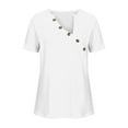 thumbnail image 4 of Njoeus Cute Summer Tops for Women Women's Summer Tops Women Fashion Summer Tops Solid V-Neck T-Shirt Button Short Sleeve Casual Dressy Blouse Women Plus Size Tops S-5Xl Women Shirts On Sale On Clearan, 4 of 5